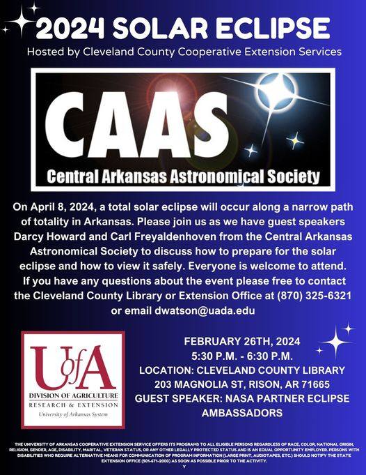 Solar Eclipse Topic For Feb. 24 Meeting At Library in Rison