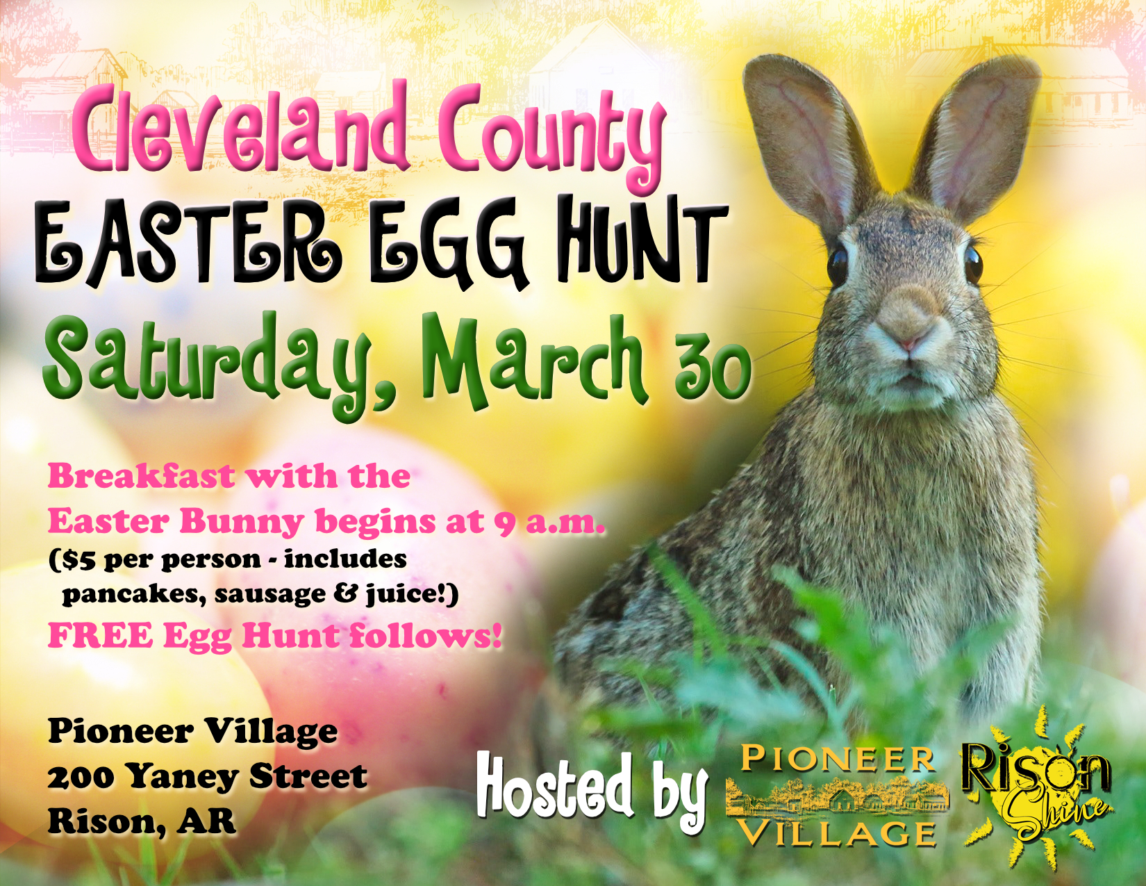 Rison Shine, Village Easter Egg Hunt, Breakfast March 30