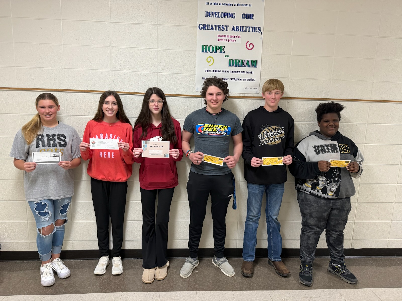 RISON GOOD CATS - Madalyn Shirey (Triple Cross), Lara Sotres (Pizza Pro), Kate Morrison (Anytime Smoothie), Brayden Wallace (Corner Express), Jaxon Power (El Girasol), and Antonio Scott (Main Street Cafe)