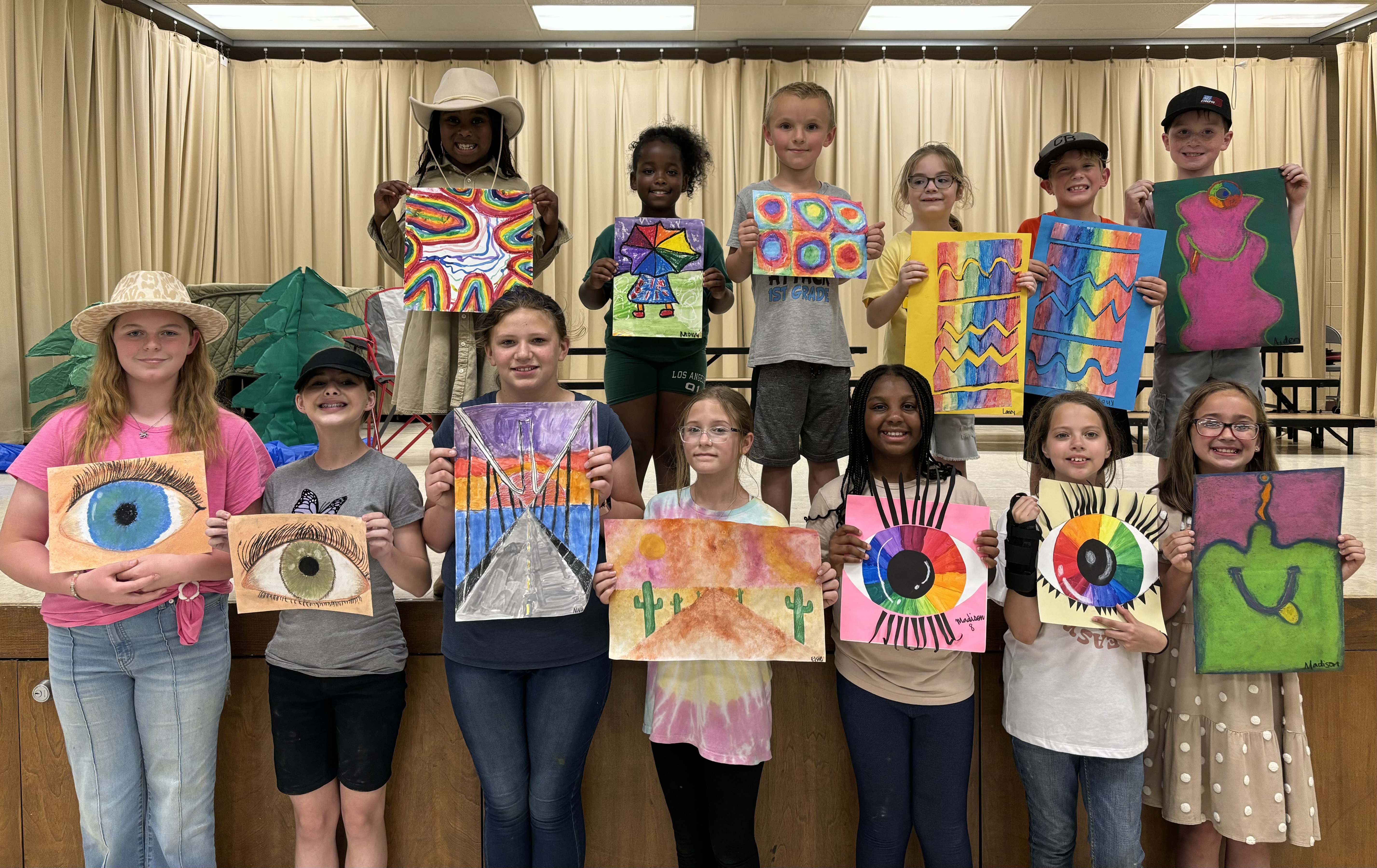 RISON ELEMENTARY ARTISTS OF THE MONTH: APRIL - Bottom row, left to right: Dixie Britton, Ryley Hipp, Neveah Comandini, Elsie Wendel, Madison Goodman, Lyhann Belamres, Madison Flagg; Top row, left to right: Addy Jones, Niomi Brooks, Hoyt Crouse, Laney Todd, Knox Morrison, Aiden Woods; Not pictured: Amelia Mason.