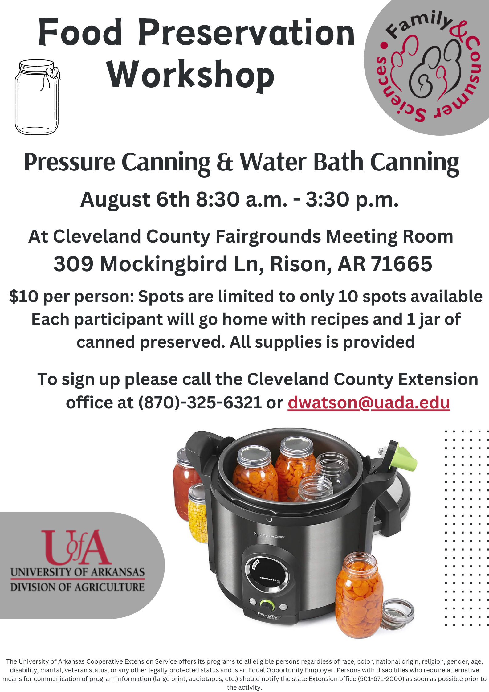 Food Preservation Workshop August 6