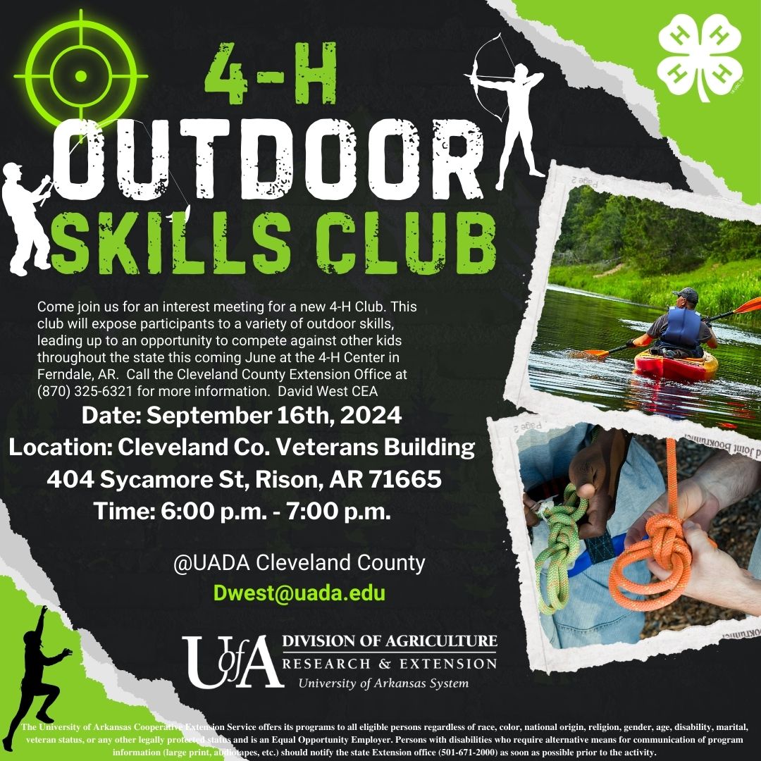 Outdoor Skills 4-H Interest Meeting To Be Held Sept. 16