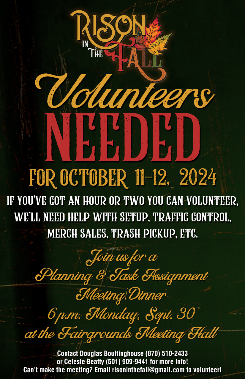 Rison in the Fall Volunteer Dinner Sept. 30