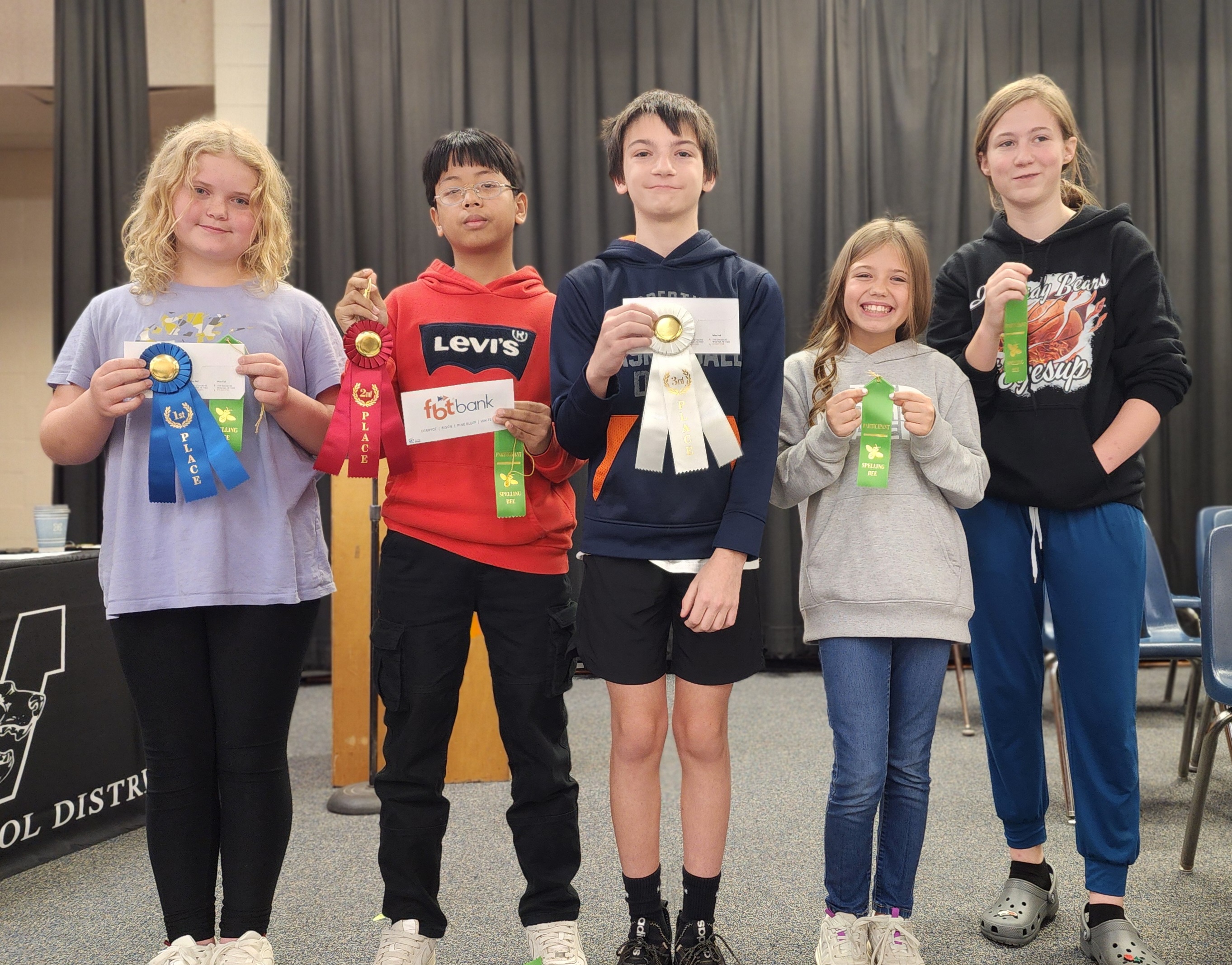 Pictured from left to right: Jayci Rauls, Victor HU, Cade Bostian, Emma Brock, and Shelby Nooner.
