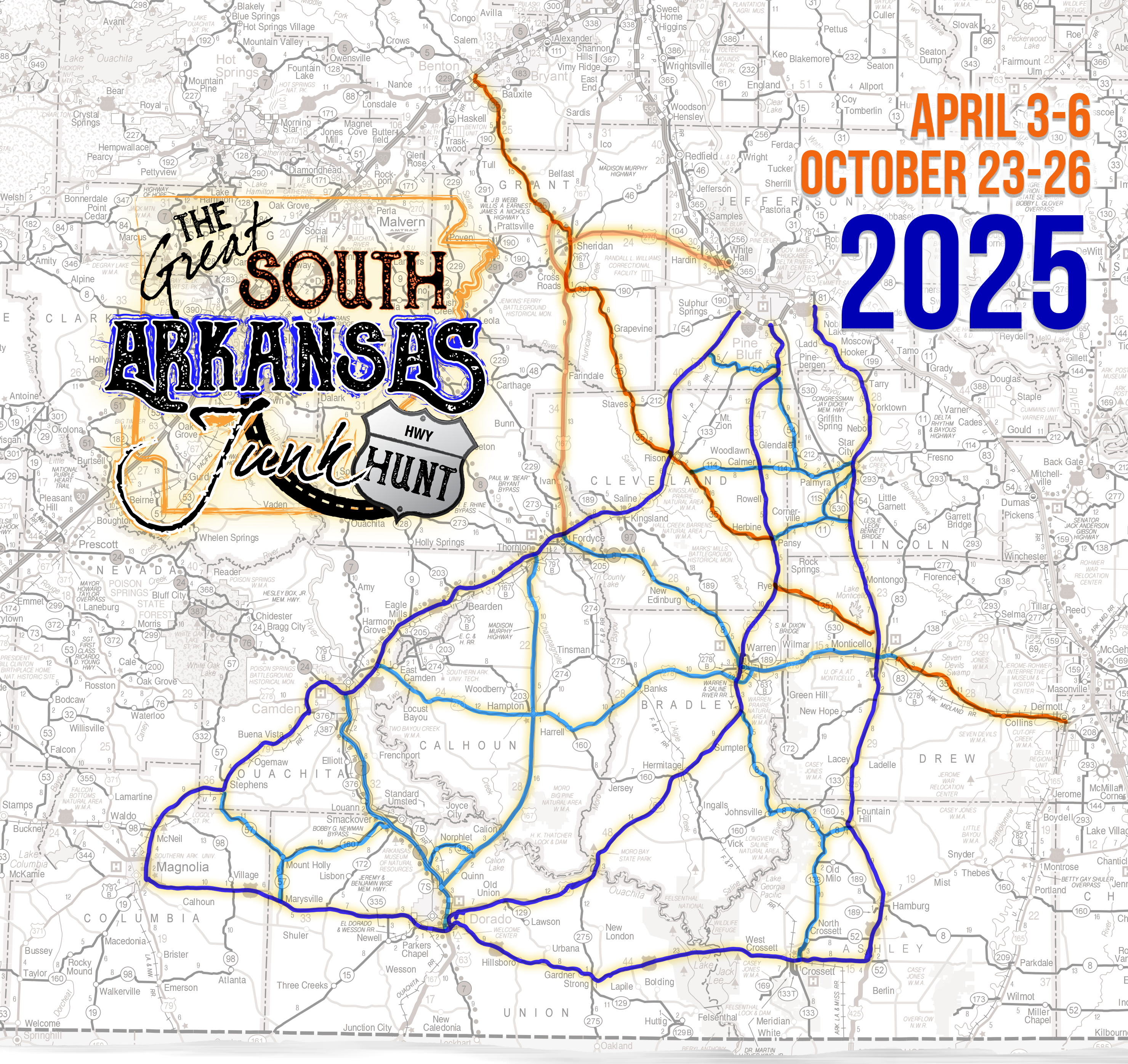 The Great South Arkansas Junk Hunt 2025 Map