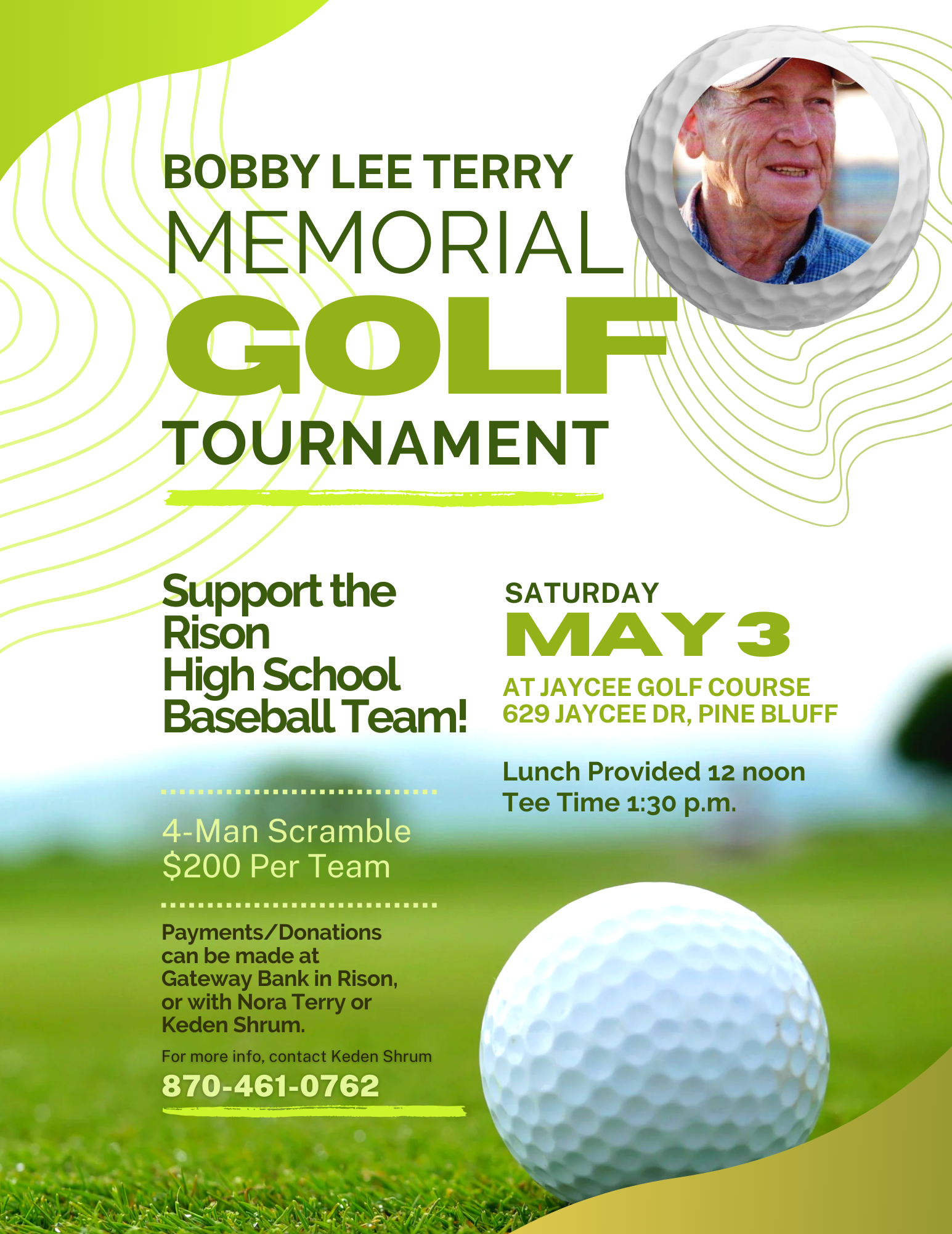 Bobby Terry Memorial Golf Tourn. To Benefit Rison Baseball