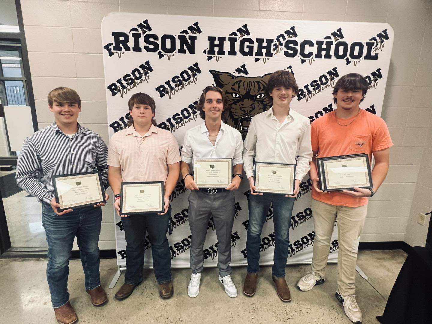 BASEball - All-State: Lawson Kidd (center), Noah Matheson (second from right); All-Conference:  (left to right) James Lee Jacobs, Andrew Couture,  Lawson Kidd, Noah Matheson and Ayden Laws. James Lee Jacobs was named 8-3A Conference Defensive Player of the Year while Noah Matheson had the lowest ERA of all pitchers in the 8-3A conference. Ayden Laws was named Offensive Player of the Year and Andrew Couture set a school record for hit by pitches with 21 for the season.