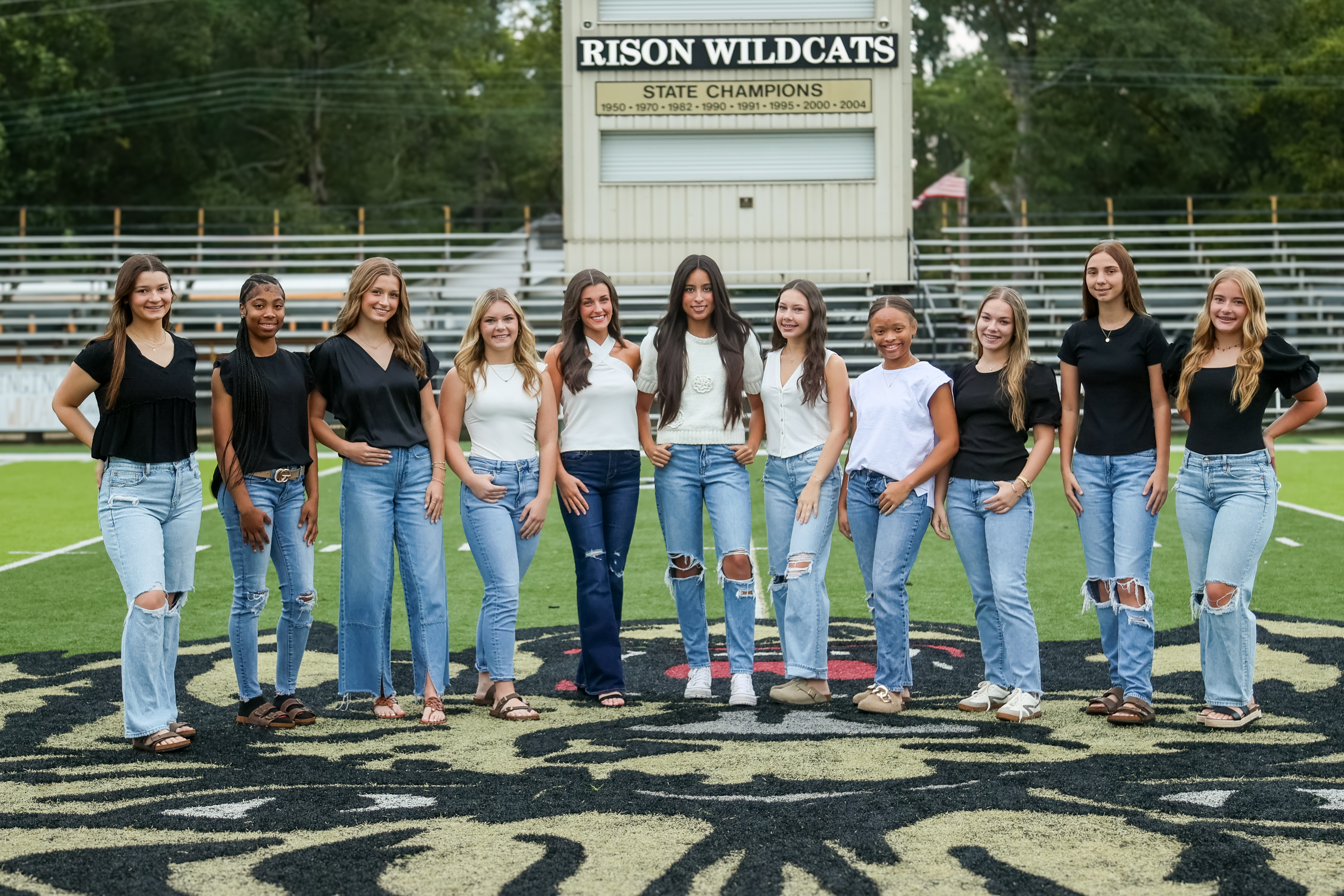Pictured left to Right: Junior Maids - Mackenzie King, Malorie Scales, Haven Simpson;  Senior Maids - Elissa Summar, Mallory Stuckey, Marcela Castillo, Emma White and E'Ryja Marks; Sophomore Maids - Ashleigh Ann Dixon, Ella Grace Green and Claire Socia.
