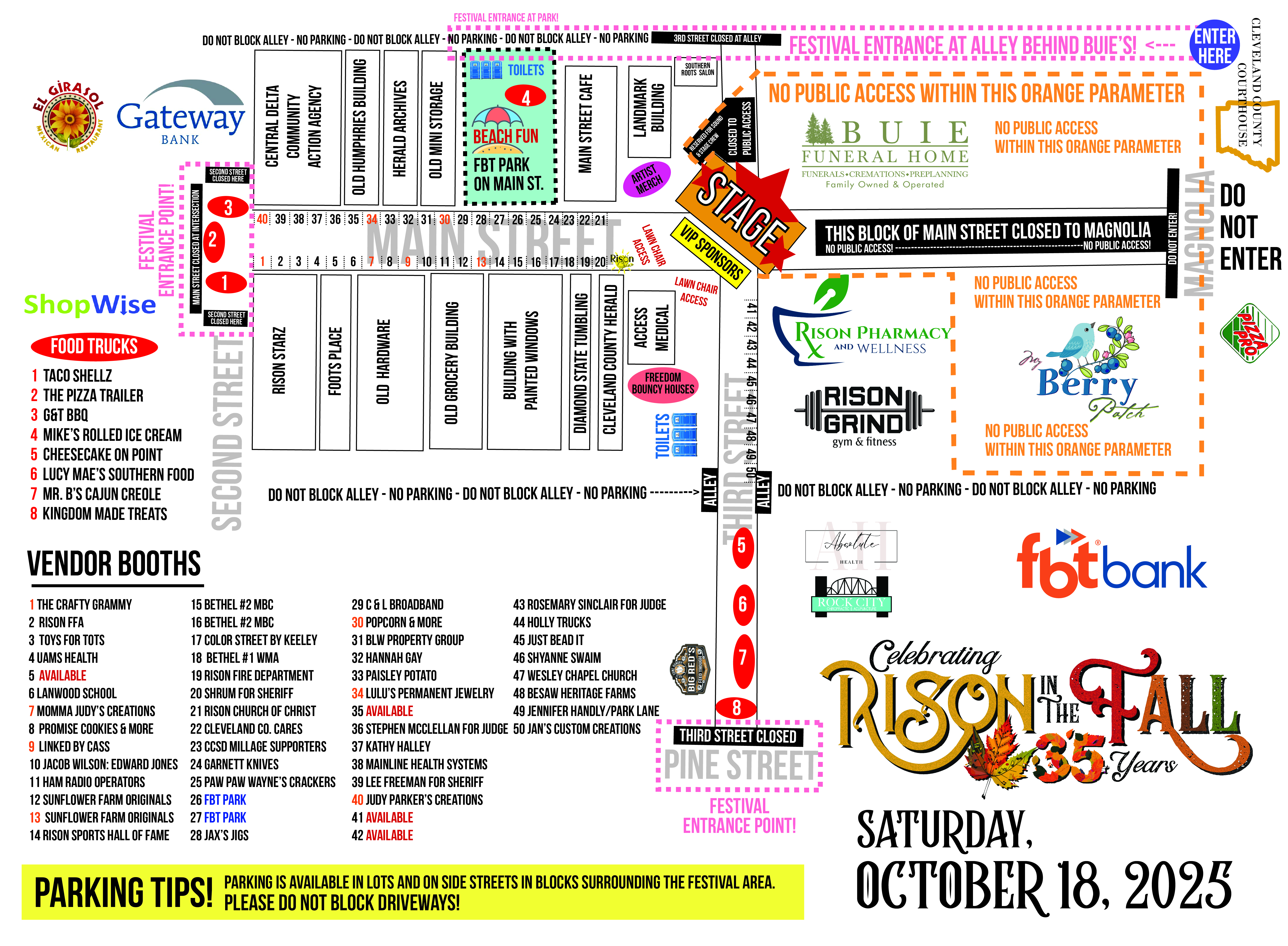Vendor Map for Rison in the Fall Festival