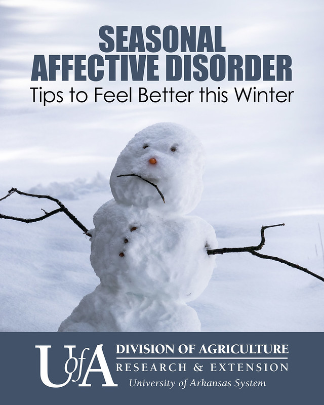 WINTER BLUES — If you have persistent feelings of fatigue and moodiness during the cold temperatures and short daylight hours of winter, you may have Seasonal Affective Disorder, or SAD. (Division of Agriculture graphic.) 