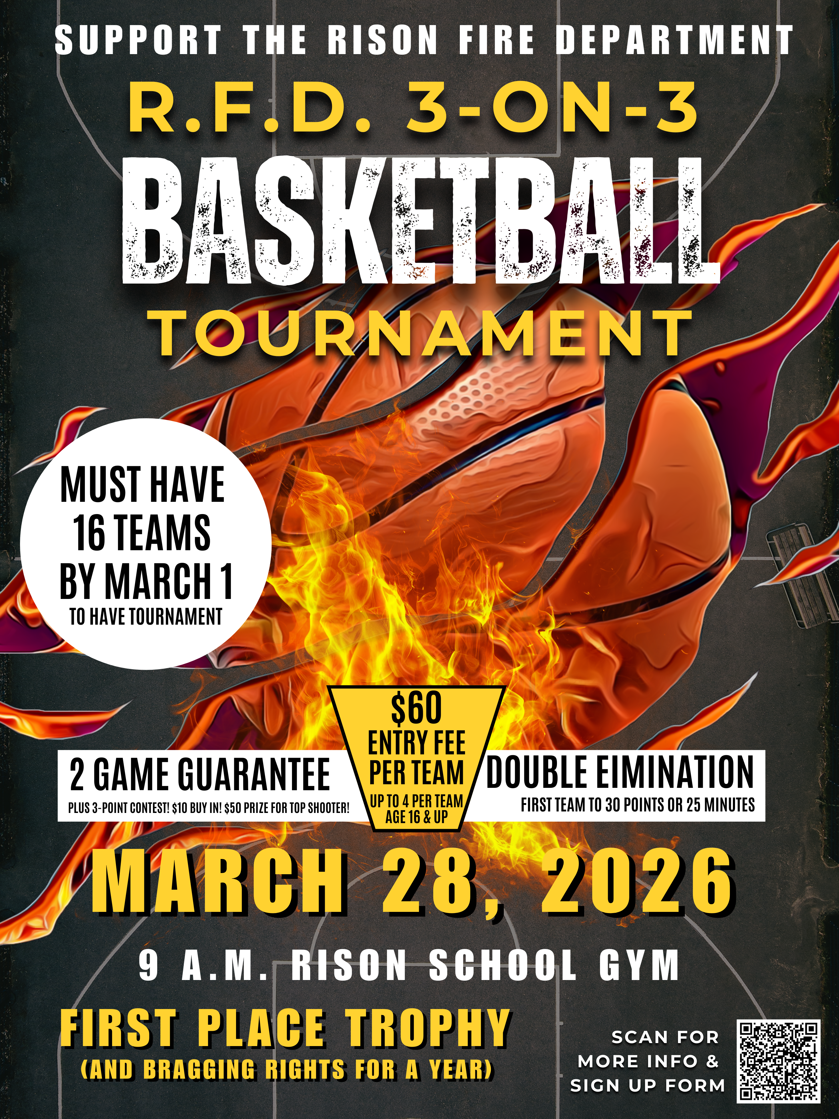 3-on-3 Basketball Tournament Set for March 28 to Benefit Fire Department