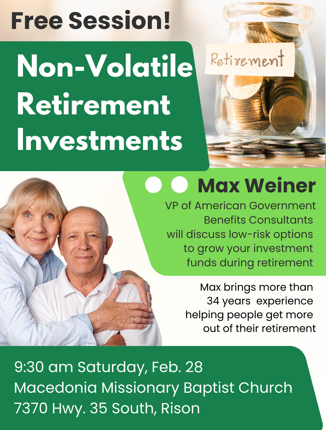 Free Program Feb. 28 for Low-Risk Retirement Investments