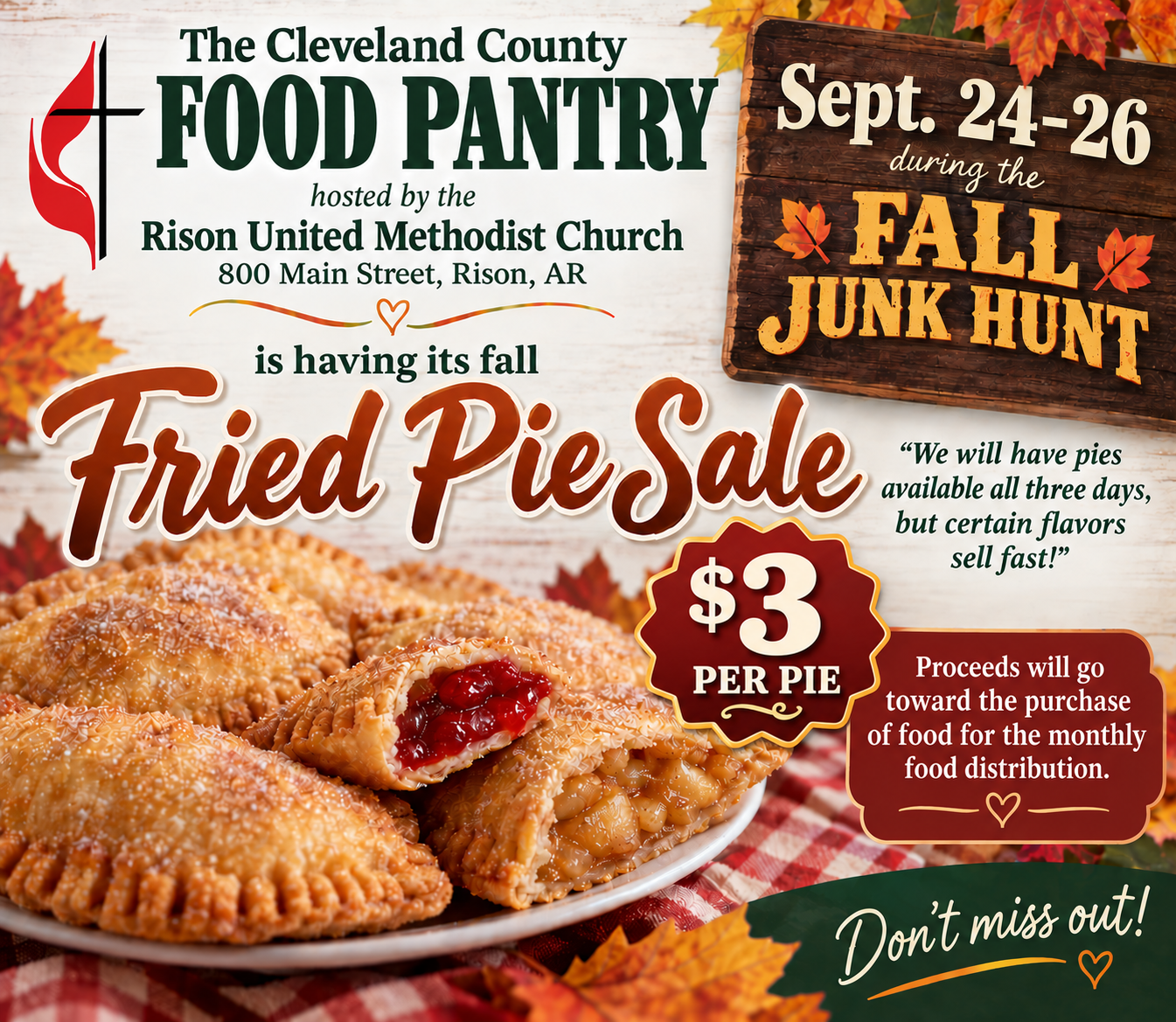 Fried Pie Sale for Food Pantry Set Sept. 24-26