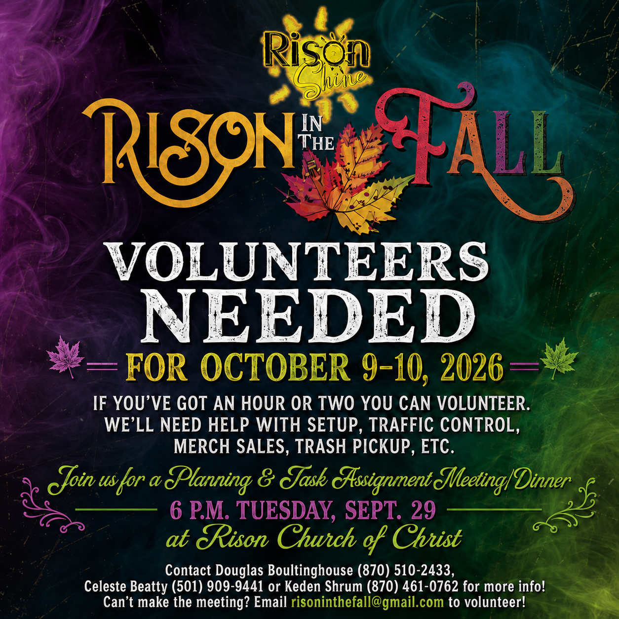 Volunteers Needed for Rison in the Fall Festival Oct. 9-10