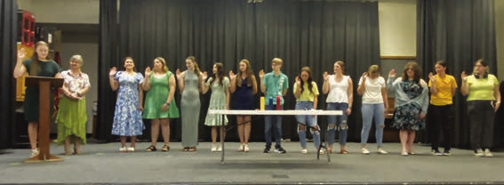 NATIONAL ART HONOR SOCIETY - Students were inducted into the Woodlawn chapter of the National Art Honor society May 19. 13 members attended with parents and friends. Students must maintain a 3.0 overall GPA and a 3.25 GPA in Art. Three senior members earned honor cords to wear at Graduation this year.