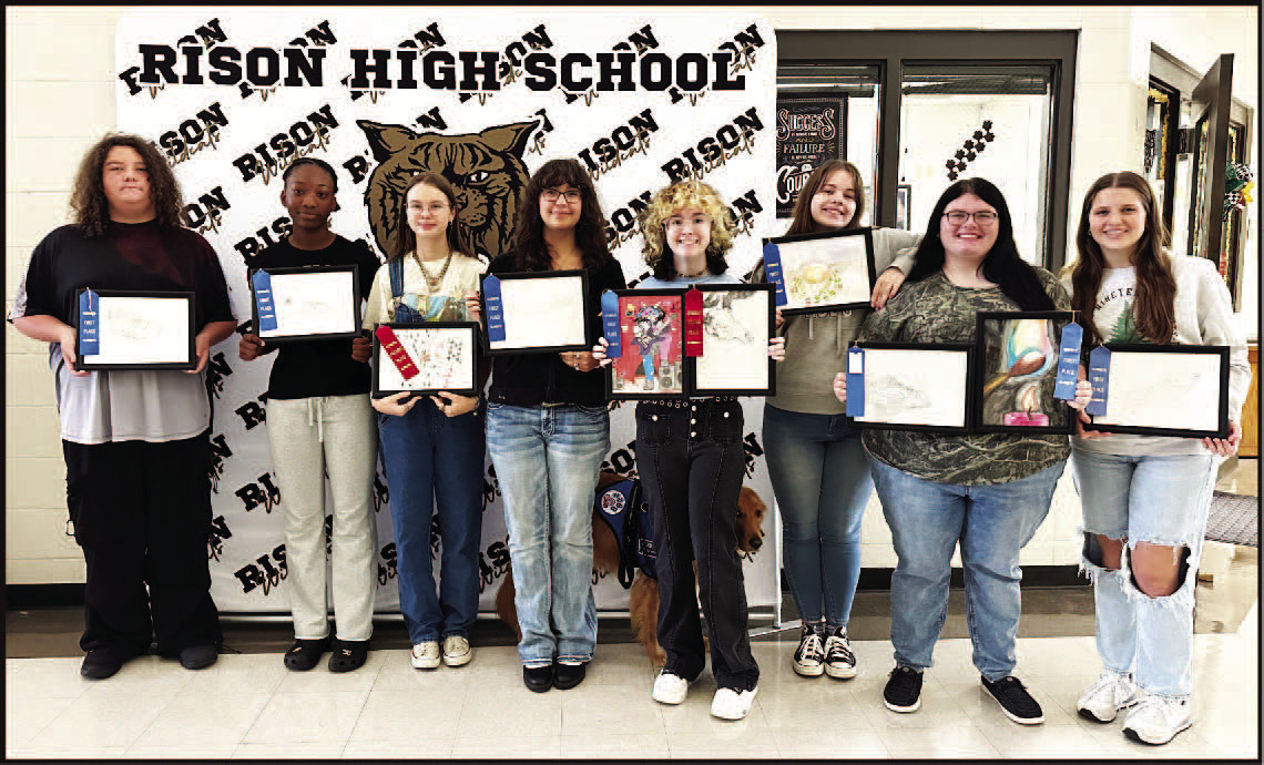 RHS STUDENTS PLACE IN FINE ARTS AT FAIR - The following Rison High School students placed in the Fine Arts categories at the 2025 Cleveland County Fair. Dawson Ashcraft, Kendyl Eans, Haylie Rhodes, Elyse Brenner, Lola Warren, Hattee Barnes, Andrea McDaniel, Addy Mitchel.