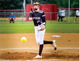 McWHORTER PACES LADY BEARS - Woodlawn sophomore pitcher Lillie Faye McWhorter allowed just three hits and one walk while striking out 13 in the Lady Bears' 4-1 semifinal win over the Dierks Lady Outlaws. She came to pitch another thee-hitter on Saturday as Woodlawn beat the Spring Hill Lady Bears, 6-1, to win the Class 2A South Region Champiohnship. (Photo by Kelvin Scott, Cardboard Sports)