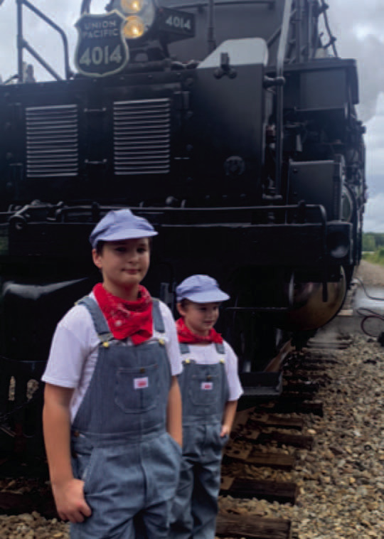 YOUNG ENGINEERS - Ethan and El.ah Coston traveled from Hot Springs to Kingsland with their grandmother to see the Big Boy Train.