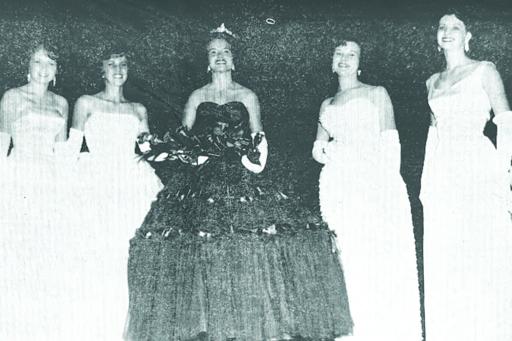 GLIMPSES  FROM  THE  PAST - Last week we looked at contestants in one of the "Little Miss Cleveland County" pageants at a past county fair. For this week's glimpse, we move to older girls who were among the contestants in the 1964 "Miss Cleveland County" pageant. They are left to right, Wanda Culp, first runnerup; Vonda Valentine, second runnerup; Patsy Thomasson, queen; Peggy Grider, third runnerup; and Virginia Morgan, fourth runnerup. For questions or comments, contact Stan Sadler sadler.stan@yahoo.com