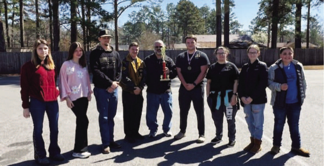 RHS QUIZ BOWL WINS REGIONAL - The Rison High School quiz bowl team placed first in regionals Saturday, March 2 in Parker's Chapel. They will advance to the state tournament next month. Dylan Dedman was the high points player for the tournament. Pictured left to right: Alyssa Tinkey, Caroline Morrison, Matthew Howard, Aaron Tilley, Kelly Holt (coach), Dylan Dedman, Addison White, Millie Montgomery, Harper Robinson (scorekeeper).