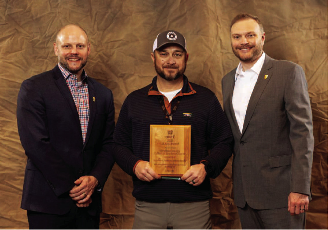NWTF Co-CEO Kurt Dyroff, Cutters &amp; Strutters Rep Jimmy Edmonds, and NWTF Co-CEO Jason Burckhalter