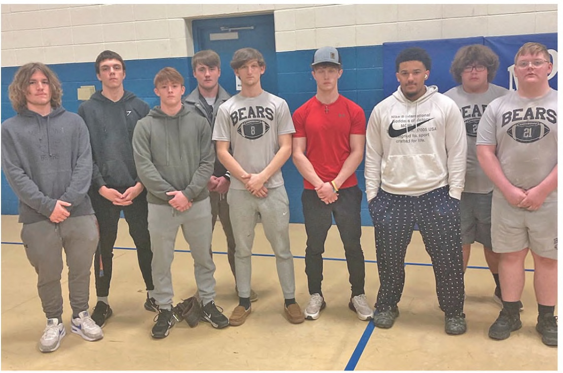 BEARS SECOND AT REGIONAL MEET - The Woodlawn Bears finished tied for second in the team standings at the Arkansas High School Powerlifting Association (AHSPA) regional meeting held this past Saturday at Monticello High School. Pictured are (left to right) Ethan White, Michael Wright, Aden Moore, Cole McDaniel, Ethan Adair, Jude Rauls, Ryan Rawls, Kameron Manes and Owen Brown.