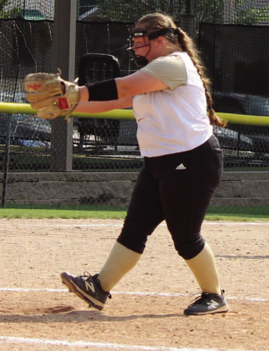 EDWARDS BEATS COTTER - Rison senior pitcher Josey Edwards wins up for a pitch in the regional tournament. She pitched a complete game to beat Cotter, 11-2, in the first round of the state tourney.