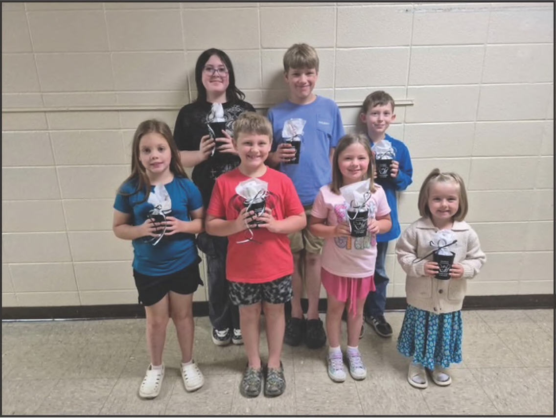 These WES September “Paw”sitive Students of the Month were nominated by their homeroom teacher for their exemplary behavior! Back Row Left to Right - Paislee Vidrine (5th grade), Lucus Brockling (6th grade), Riley Reed (4th grade) Front Row Left to Right - Alexis Spakes (3rd grade), Grayson Sipes (2nd grade), Madisyn Shell (1st grade), Emerson Ashcraft (Kindergarten).