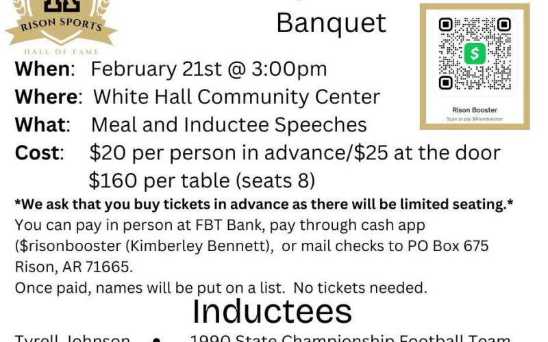 Rison Sports Hall of Fame Induction Banquet Feb. 21 at White Hall