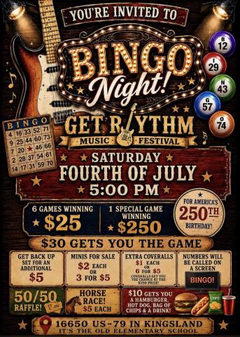 Kickstart Kingsland Hosting Fourth of July Bingo, Spaghetti Supper