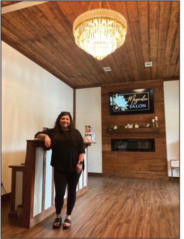 MAGNOLIA SALON - Cassie Riggins, owner of the new Magnolia Salon at 410 East Magnolia in Rison, says she wanted to keep much of the rustic charm that came with the century-old house while adding a modem touch with chandeliers in each room.
