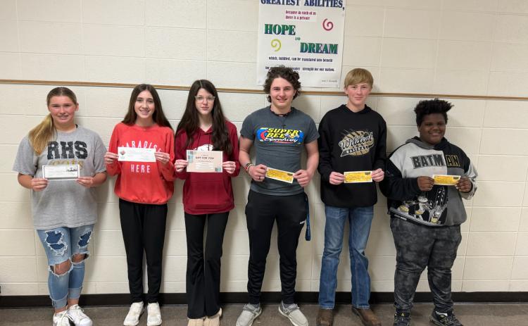 RISON GOOD CATS - Madalyn Shirey (Triple Cross), Lara Sotres (Pizza Pro), Kate Morrison (Anytime Smoothie), Brayden Wallace (Corner Express), Jaxon Power (El Girasol), and Antonio Scott (Main Street Cafe)