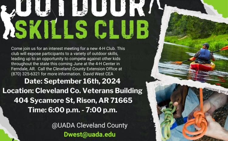 Outdoor Skills 4-H Interest Meeting To Be Held Sept. 16