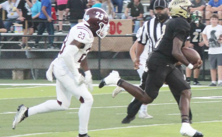 WALKER COMING OFF BIG GAME - Rison sophomore quarterback Kyson Walker (right) is coming off one of his best performances of the season last week when he rushed for 135 yards on just four carries and had a 68-yard touchdown run against the Stuttgart Junior Varsity. Wildcat Coach Chris Vereen said Walker and the rest of the offense have picked up his flexbone offense which will allow him to add a few wrinkles to the playbook moving forward.