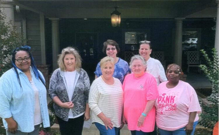 Pictured are: Sheila Jackson, Connie Smith, Kay Mitchell, Mary Vallance, Barbara Cox, Jenny Wright, Loleta Terry.  Not pictured was Monica Fryar.