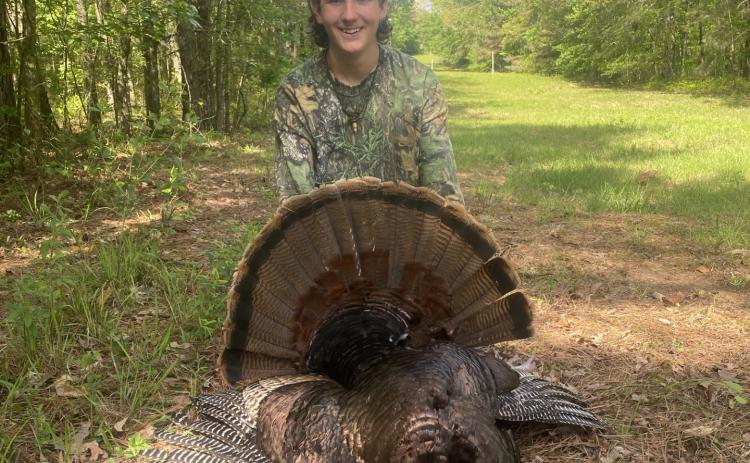 Archer Davis got this turkey Saturday morning, April 11. It has an 11 inch beard and spurs that are 1 1/4 inch long.