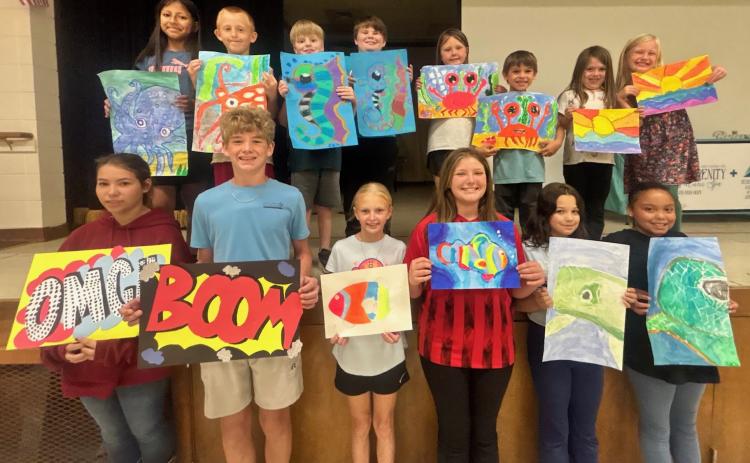 Bottom row, left to right: Haylie Ashcraft, Dylan Phillips, Kinzlee Smith, Elayna Barber, Lincoln Wirtjes, Amelia Miller. Top row, left to right: Ariana Gonzales, Jayce Lloyd, Easton Ford, Ryan McGarity, Ezmae Babcock, Curtis Ballard, Kynslee McEntire, Layla Small.