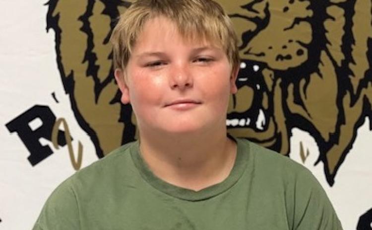 The Rison High School Student of the Month for October for grades 7-9 is Clate Socia. Clate is the son of Brandon and Sassy Socia. He is in the eighth grade and is a member of the Junior Beta Club and plays junior high football and baseball. He is also part of the Rison Baptist Church Youth Group.