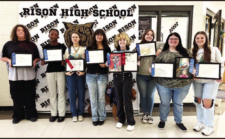 RHS STUDENTS PLACE IN FINE ARTS AT FAIR - The following Rison High School students placed in the Fine Arts categories at the 2025 Cleveland County Fair. Dawson Ashcraft, Kendyl Eans, Haylie Rhodes, Elyse Brenner, Lola Warren, Hattee Barnes, Andrea McDaniel, Addy Mitchel.