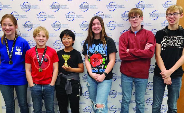Pictured from left to right: Shelby Nooner, Justus Lowe, Victor Hu, Kaycee Davis, Samuel Lovette and Isaac Lowe.