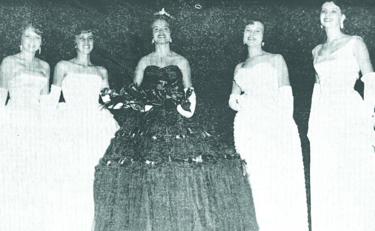 GLIMPSES  FROM  THE  PAST - Last week we looked at contestants in one of the "Little Miss Cleveland County" pageants at a past county fair. For this week's glimpse, we move to older girls who were among the contestants in the 1964 "Miss Cleveland County" pageant. They are left to right, Wanda Culp, first runnerup; Vonda Valentine, second runnerup; Patsy Thomasson, queen; Peggy Grider, third runnerup; and Virginia Morgan, fourth runnerup. For questions or comments, contact Stan Sadler sadler.stan@yahoo.com