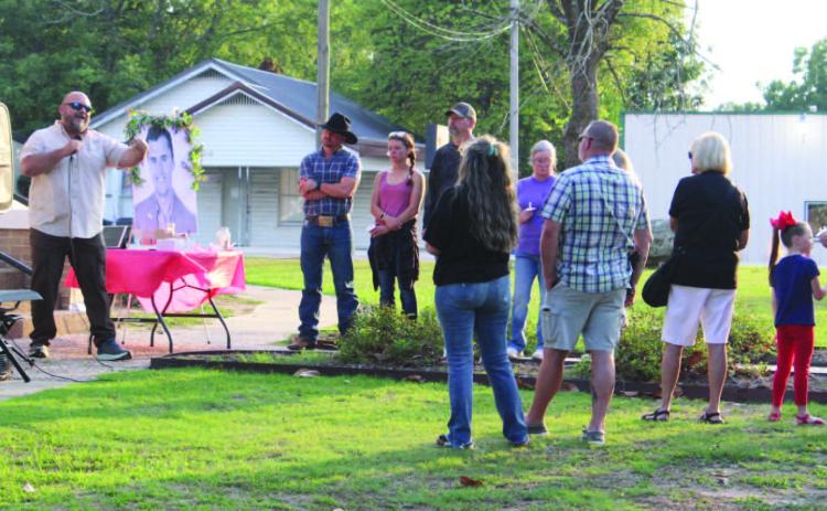 REMEBERING CHARLIE KIRK - Pastor Kevin Hornaday (left) of Freed om Assembly in Rison told those attending Saturday's Charlie Kirk vigil at the courthouse in Rison that the nation could be in the early days of revival, and encouraged all churches in the county to carry out the Gospel message.