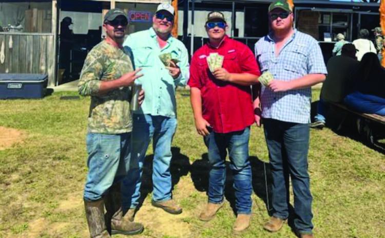 JOE COOK MEMORIAL HORSESHOE TOURNAMENT - Pictured left to right: Second place team Jeffrey Smith and Jason Phillips; winning team Walter Steitler and Mark Addison.