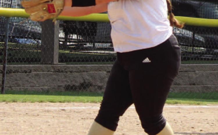 EDWARDS BEATS COTTER - Rison senior pitcher Josey Edwards wins up for a pitch in the regional tournament. She pitched a complete game to beat Cotter, 11-2, in the first round of the state tourney.