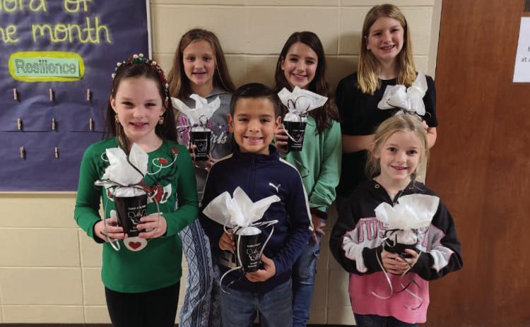WOODLAWN STUDENTS OF THE MONTH - These students consistently exhibited good behavior and were nominated by their homeroom teachers for November Students of the Month at Woodlawn Elementary. Pictured are front row: Sadie Gavin (3rd grade), Oliver Zamora (2nd grade), Eden Dively (1st grade); back row: Kaydence Davis (5th grade), Rylei Quail (4th grade), Elli Luker (6th grade); Not Pictured: Malachi Jacks (Kindergarten).