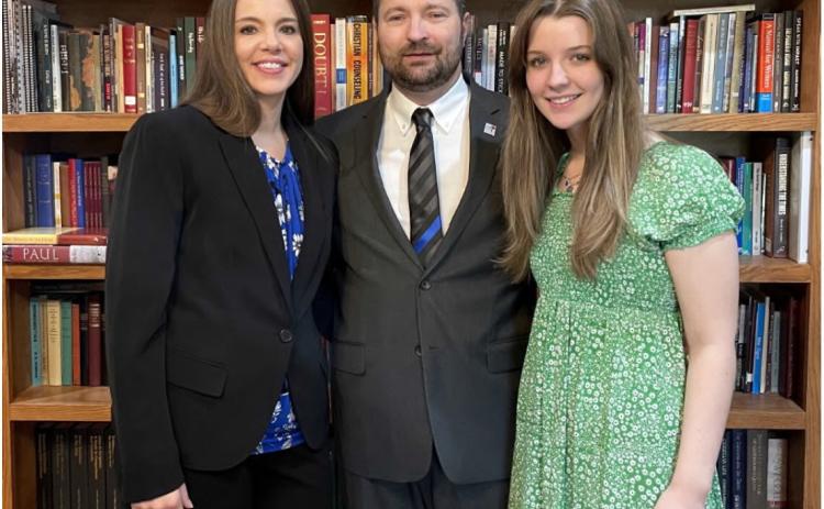 Rison Church of Christ Minister Keden Shrum (center) with Wife, Chandra (left) and daughter, Ragan (right)
