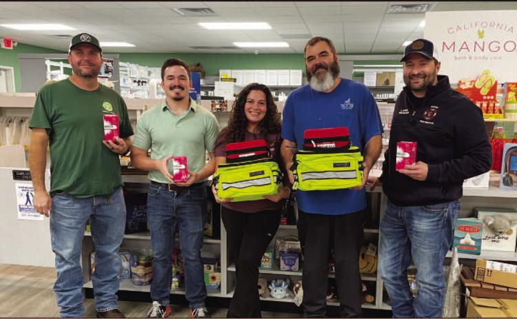 Pictured are (left or right) Rison Fire Captain Nick Bennett, Nathan Wilson, Anna Matkin, Rison Fire Chief Alan Parnell and Rison firefighter Keden Shrum.